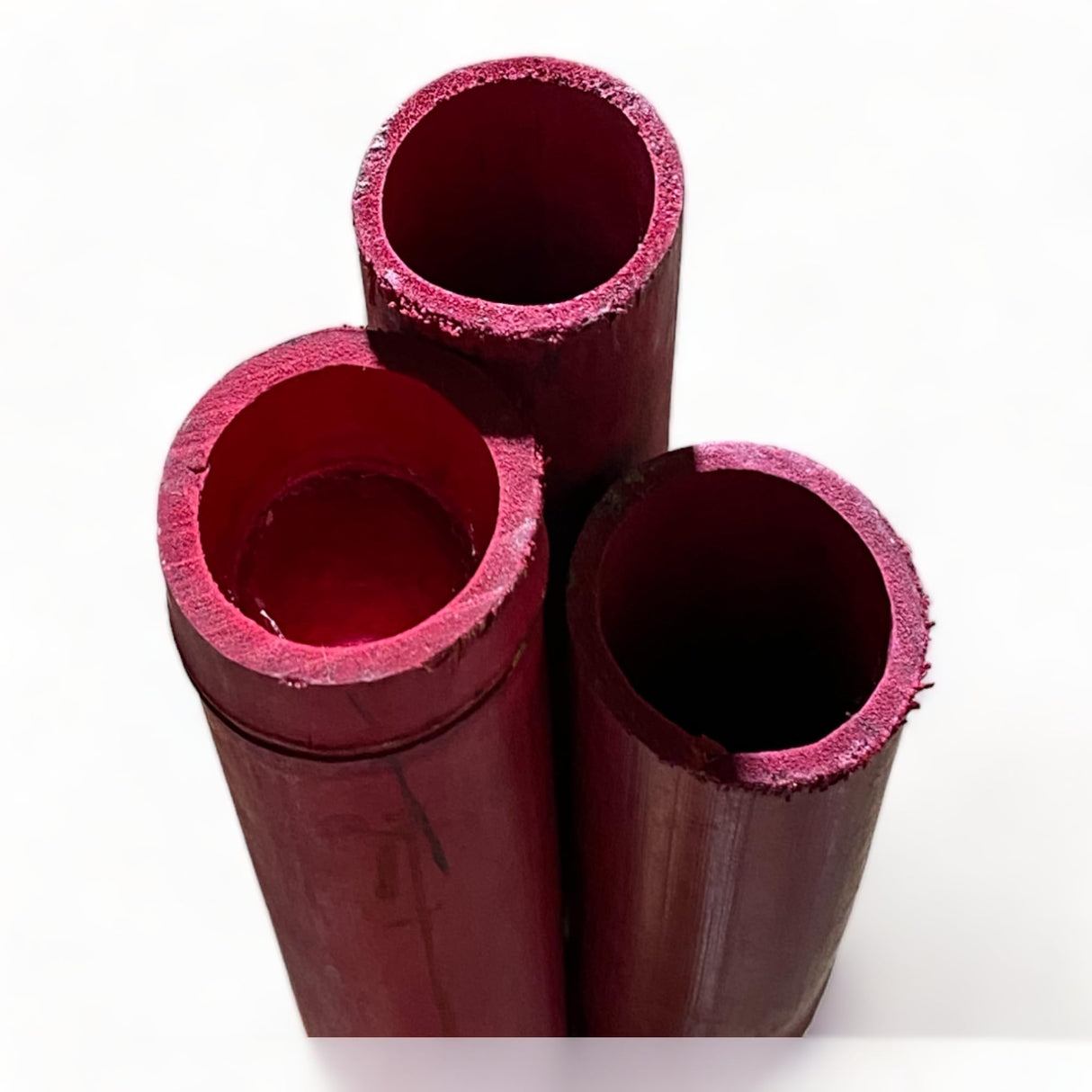 Pack of 3 Bamboo Sticks - 6 Feet Long Natural Thick Bamboo Poles - 1.5 in Diameter - Garden Stakes (Red) Empire Home