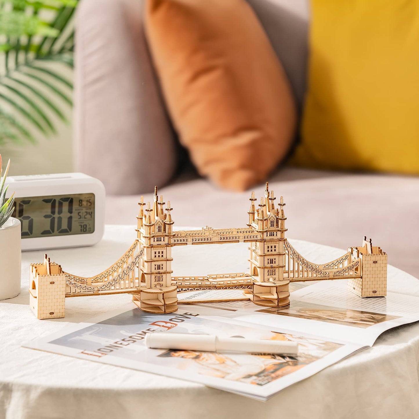 Rolife 3D Wooden Puzzles DIY London Tower Bridge Craft Model Kits for Adults to Build Birthday Gfit for Friends and Family - WoodArtSupply