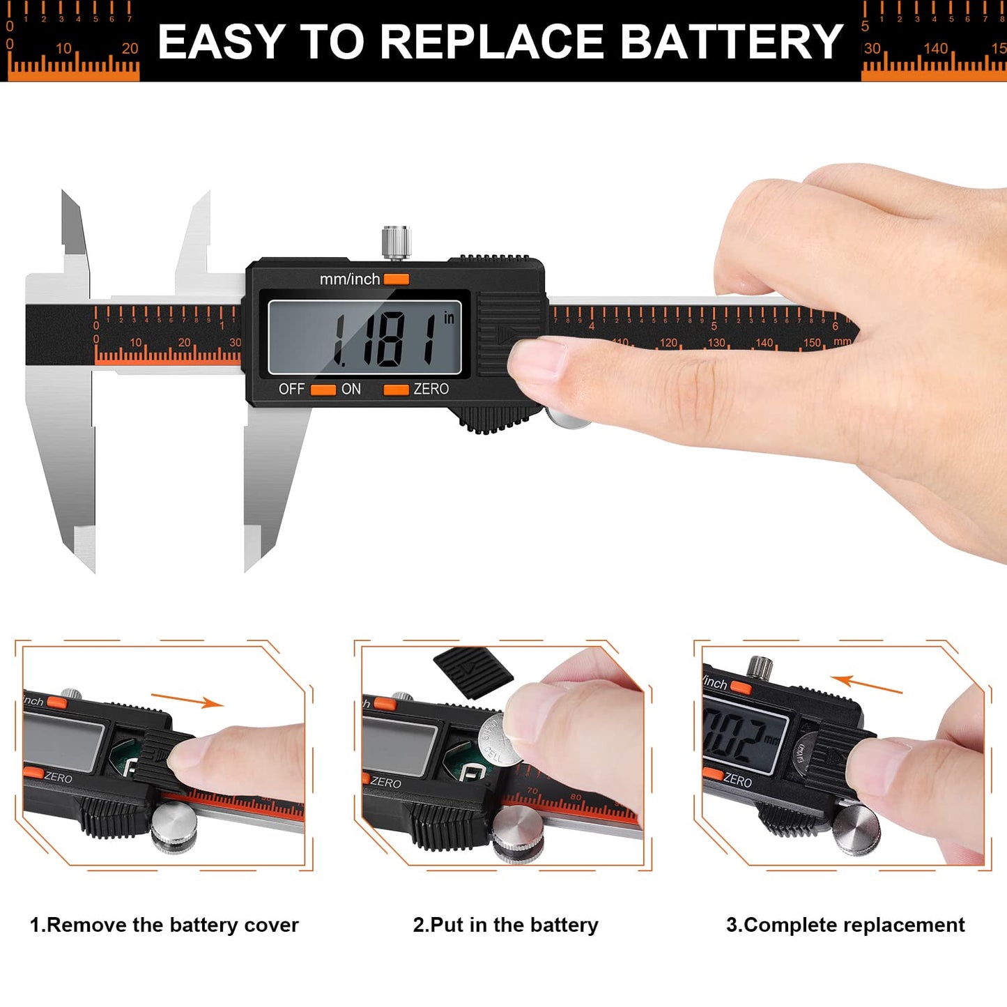 HARDELL Digital Caliper, 6 Inch Stainless Steel Caliper Measuring Tool with Large LCD Screen, Electronic Micrometer Caliper Digital Inch/Millimeter - WoodArtSupply