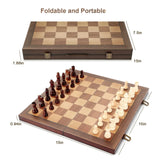 Magnetic Wooden Chess Board Set with Manual for Adults Kids 15 Inch Chess Puzzle with Handmade Pieces, Folding Portable Travel Unique Chess Game for Hurdaos