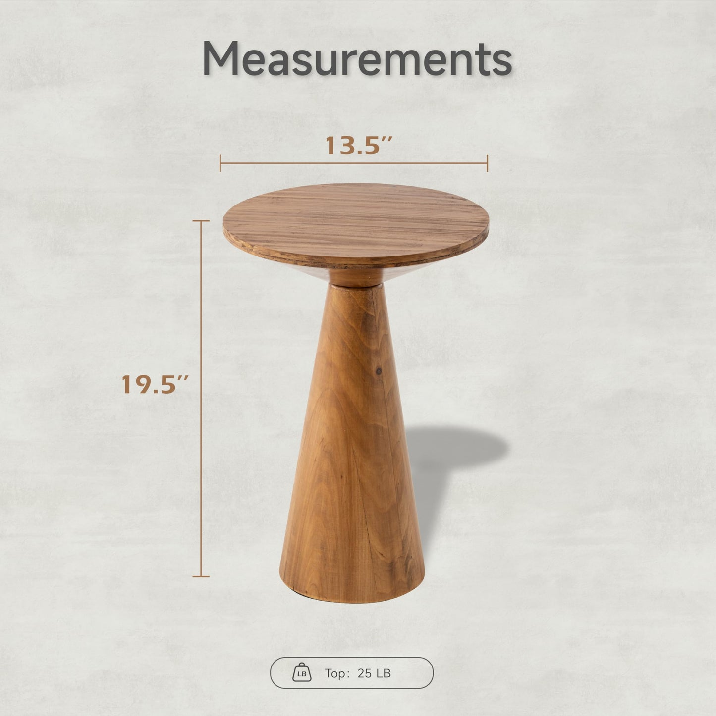 COZAYH Small Pedestal End Table Round Farmhouse Martini Table Wood Plant Stand Rustic Drink Table for Small Space Living Room, Walnut