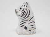 Selsela White Tiger Figurine Decoration Wooden Statue Snow Bleached Albino Art Cat Bengal Striped Miniature Carved Small Animal Sculpture Selsela