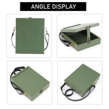 Writers Messenger Wood Box, Retro Wooden Handmade Portable Crossbody Postman Bag, Multi-Function Artist Tool and Brush Storage Box (Green) SHUWND