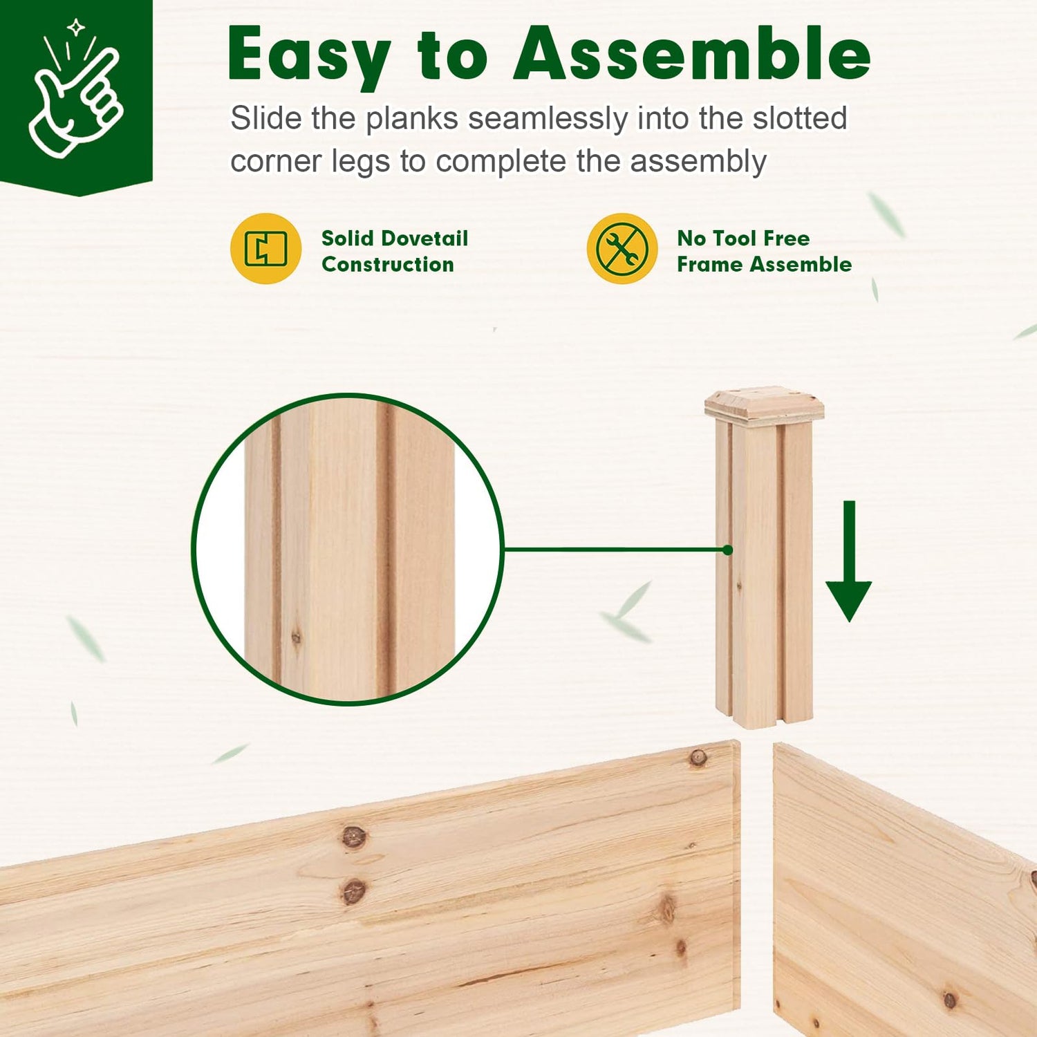 Omelaza Outdoor Wooden Raised Garden Bed Patio Planter Kit Box Grow for Deck Balcony Vegetables Flowers Gardening - Natural (8ft) Omelaza