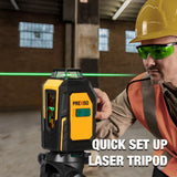 PREXISO 360° Laser Level with Tripod, 100Ft Self Leveling Cross Line Laser- Green Horizontal Line for Construction, Floor Tile, Renovation with Prexiso