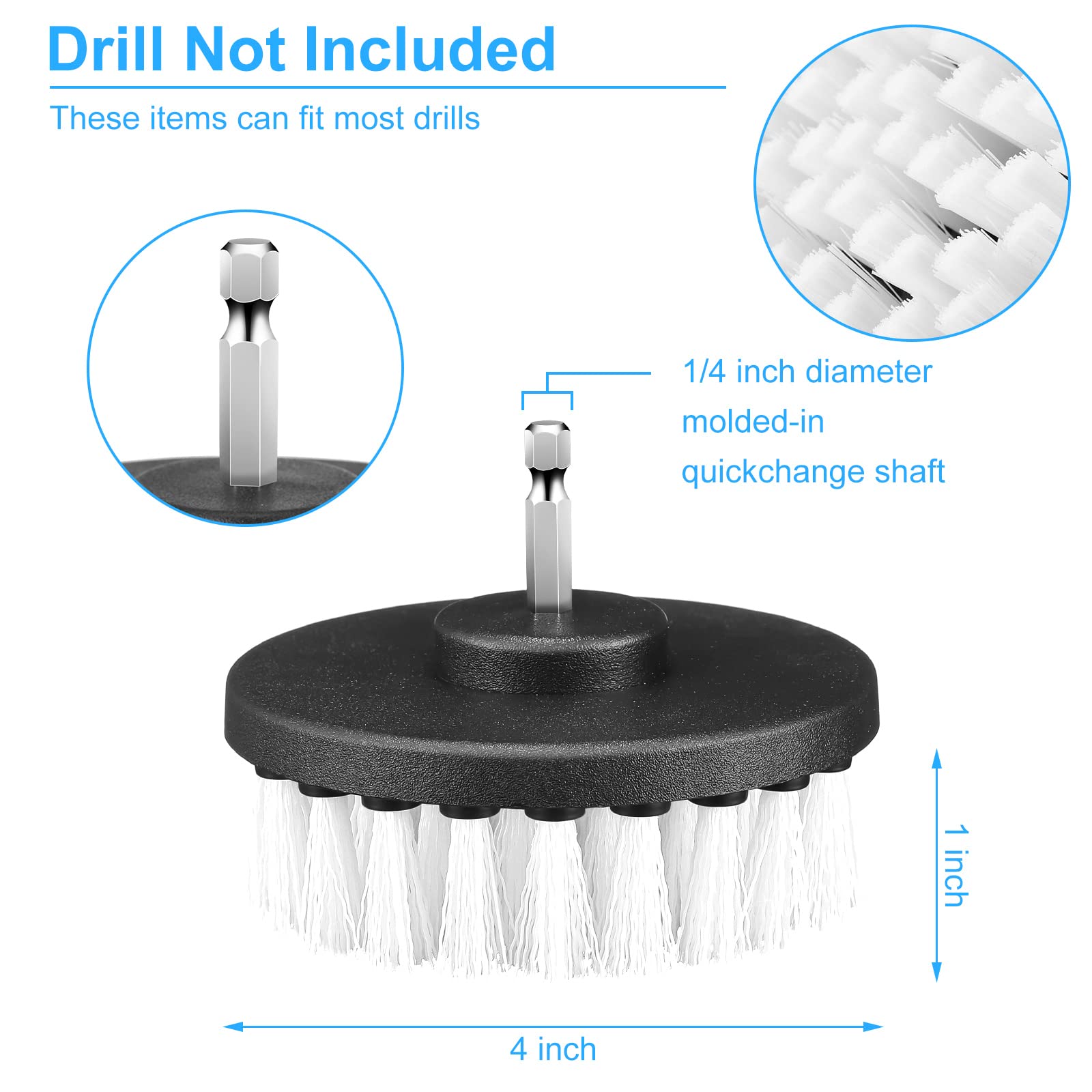 Drill Brush Attachment Power Scrubber Cleaning Kit Multi Purpose Drill Brush Set Drill Scrubber Brush Kit Cleaning Brushes for Drill Bathroom - WoodArtSupply