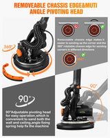 MYTOL Electric Drywall Sander with Vacuum Dust Collection, Variable Speed, LED Light, Foldable Handle, Sanding Discs & Grids MYTOL