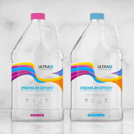 Ultra Clear Epoxy Resin and Hardener | Scratch Resistant, Crystal Clear Coating, Glossy, Low Odor Epoxy Primer | Ideal for Bar Tops, Tables, & Ultra Clear Epoxy