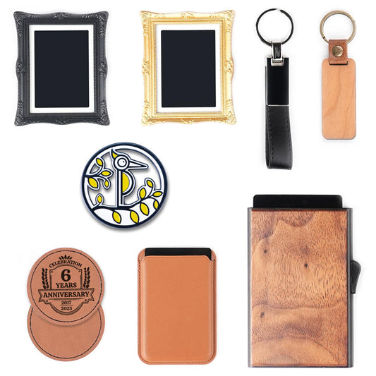 LaserPecker LP4 Essentials Material Kit, Laser Material Kit 7 Kinds of Laser Engraving Materials and Custom Stainless Steel Logo Refrigerator Magnet - WoodArtSupply