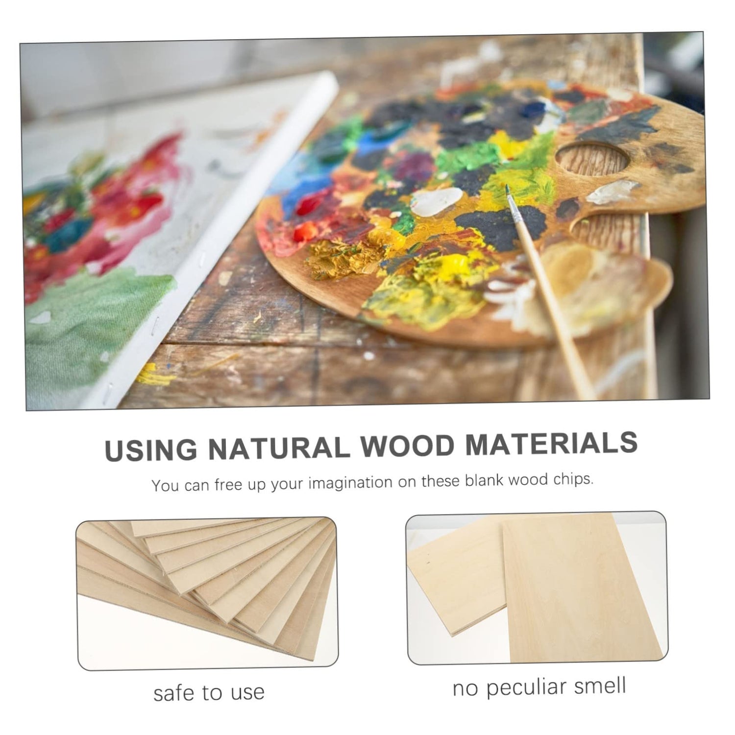 KALLORY 10pcs Board Unfinished Wooden Cutouts Wood Squares for Craft Wood Carving Blanks Unfinished Wood Blocks Oil Birch Plywood Wood Cut Out Wood KALLORY