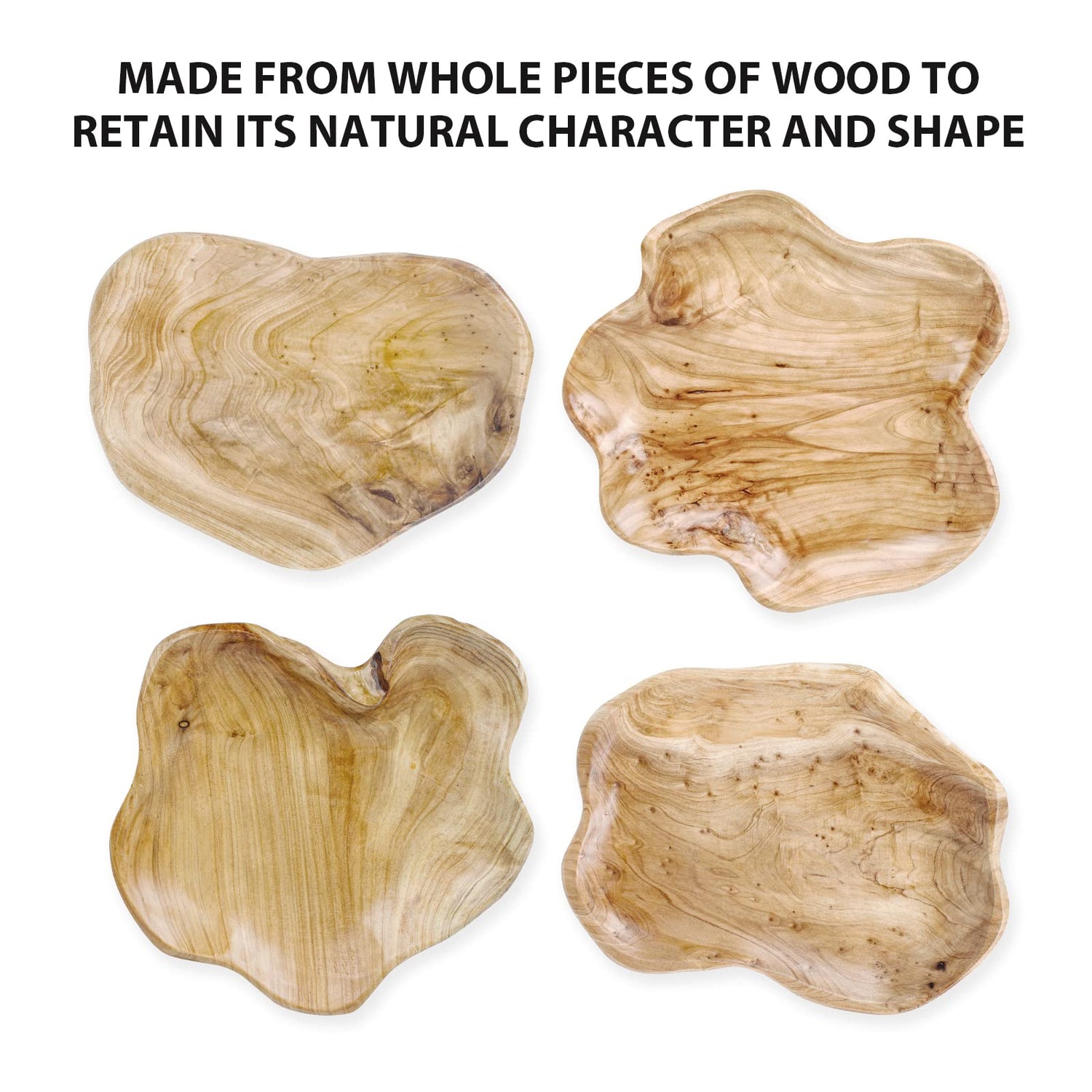 BTEOBFY Natural Wood Fruit Bowl 11-13 inch, Unique Handmade Wood Serving Platter, Wood Fruit Snack Dish for Sandwich Bread Serving, Appetizer BTEOBFY