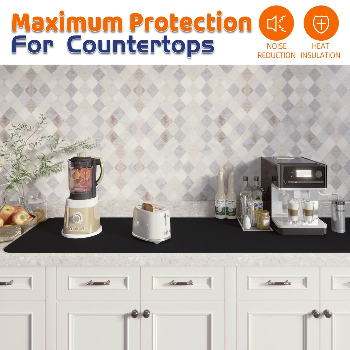 Warome Silicone Mat,78.7”x 23.6” Heat Resistant Mats for Countertop,Extra Large Countertop Protector Mat, Multi-functional Cuttable Kitchen Counter Warome