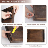 LIBWYS Rustic Wooden Serving Trays with Handle-Set of 2-Decorative Nesting Food Board Platters for Breakfast, Coffee Table/Butler (Large LIBWYS