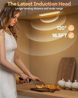65 LED Under Cabinet Lights 2 Packs, 3 Color Temperatures Dimmable Motion Sensor Closet Lights, 2500mAh Rechargeable Under Counter , Wireless Night HIBOITEC