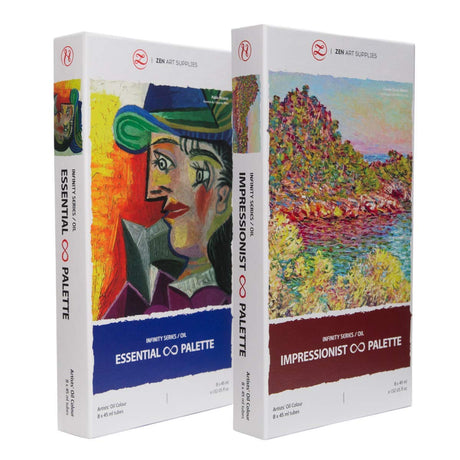 ZenART Non-Toxic Oil Paint Set for Professional Artists - 2 x 8 x 45ml Tubes - Bundle of Impressionist, and Essential Palette of Eco-friendly Paint ZenART Supplies