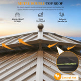 YOLENY 12' X 20' Hardtop Gazebo, Galvanized Steel Ventilation Double Roof Aluminum Frame, Curtains and Netting Included, Outdoor Gazebo for Garden, YOLENY