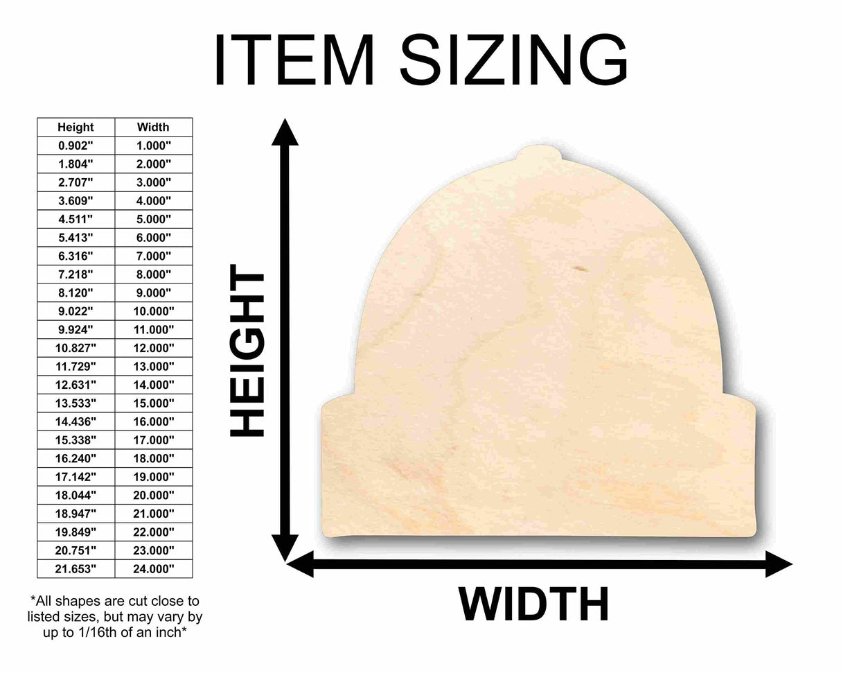 Unfinished Wood Beanie Hat Silhouette - Craft- up to 24" DIY 6" / 1/2" 24 Hour Crafts