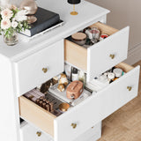 HOUSUIT Dresser with 5 Drawers, Tall Dresser Chest of Drawers, 5 Drawer Dresser with Deep Space, Wood Dresser Storage Cabinet for Living Room, HOUSUIT