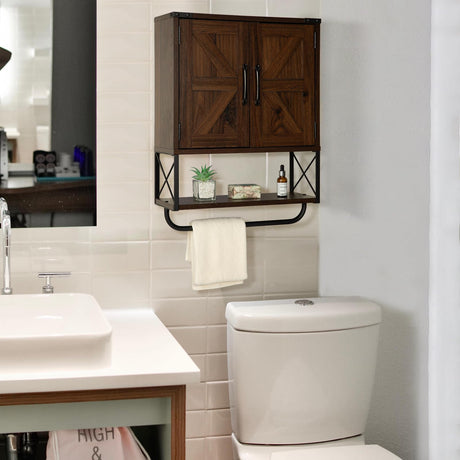Rustown Vintage Farmhouse Wall-Mounted Medicine Cabinet with Barn Doors and Adjustable Shelf RUSTOWN