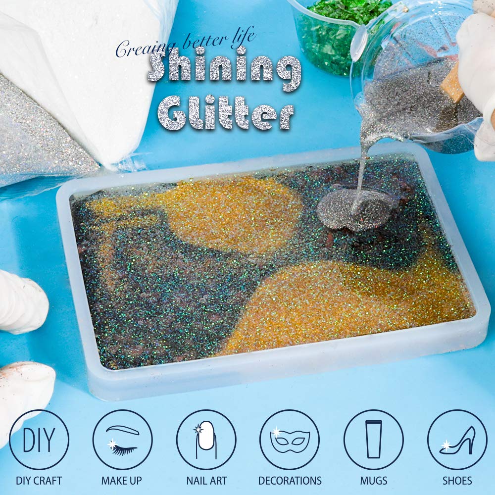 YGDZ White Glitter, Silver Glitter 200G, Extra Fine Glitter for Craft, Holographic Glitter, Snow Glitter, Festival Glitter, Clear Glitter, Glitter YGDZ