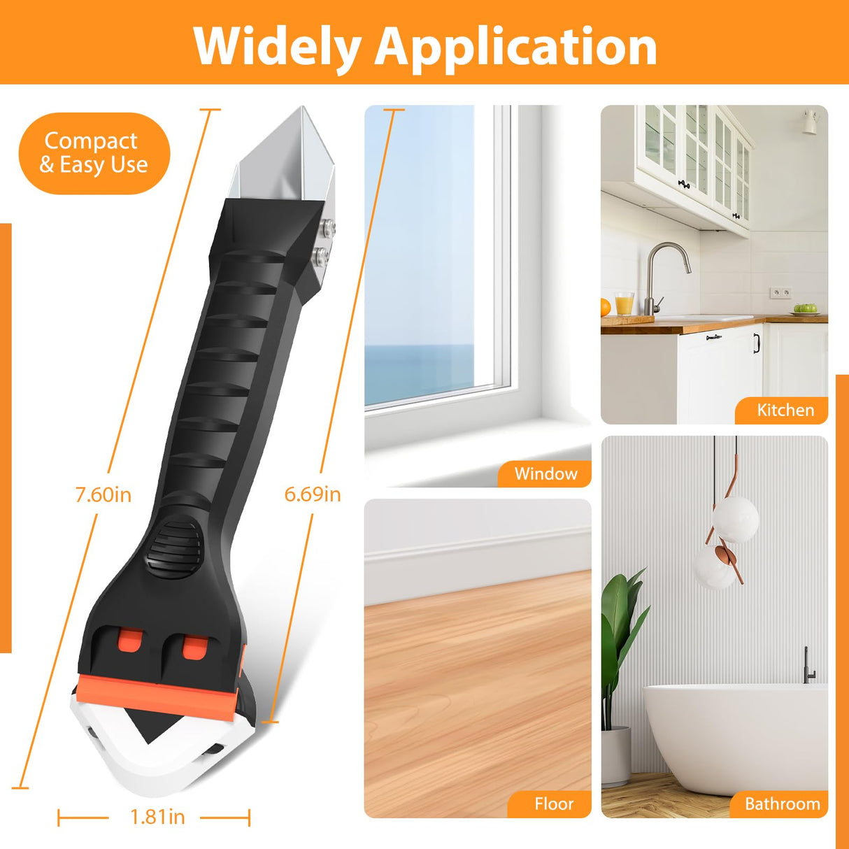 Silicone Caulking Tool Caulk Remover 3 in 1 - Upgraded Grout Removal Tool Kit Smooth Caulk for Bathroom Tub Shower Window Floor Glue Trowel Paint HELEMAN