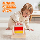 Montessori Baby Toys Play Kit Montessori Mirror Peekaboo Knob Puzzle, Medium Spinning Drum and Rainbow Fabric Ball Kit Toys for 6-12Months Toddlers Adena Montessori