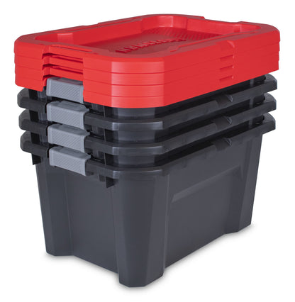 CX CRAFTSMAN, 20-Gallon Highly Durable Storage Bin & Dual Latching Lid, (14.3”H x 19.7”W x 28.2”D), Versatile Stacking Tote and Weather-Resistant - WoodArtSupply