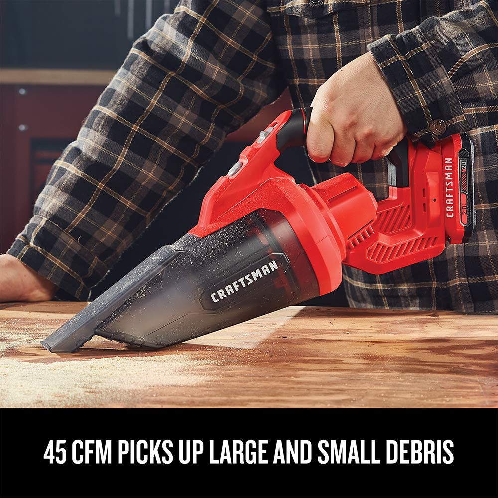 CRAFTSMAN V20 Cordless Hand Vacuum, 45 CFM, 2 Stage Filtration