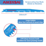 AIKENSAI 10 x S1531L 9 Inch 5TPI Wood Reciprocating Saw Blades Pruning Sawzall Blades for Fast Wood Cutting Sawzall Pruning Blades Compatible with AIKENSAI