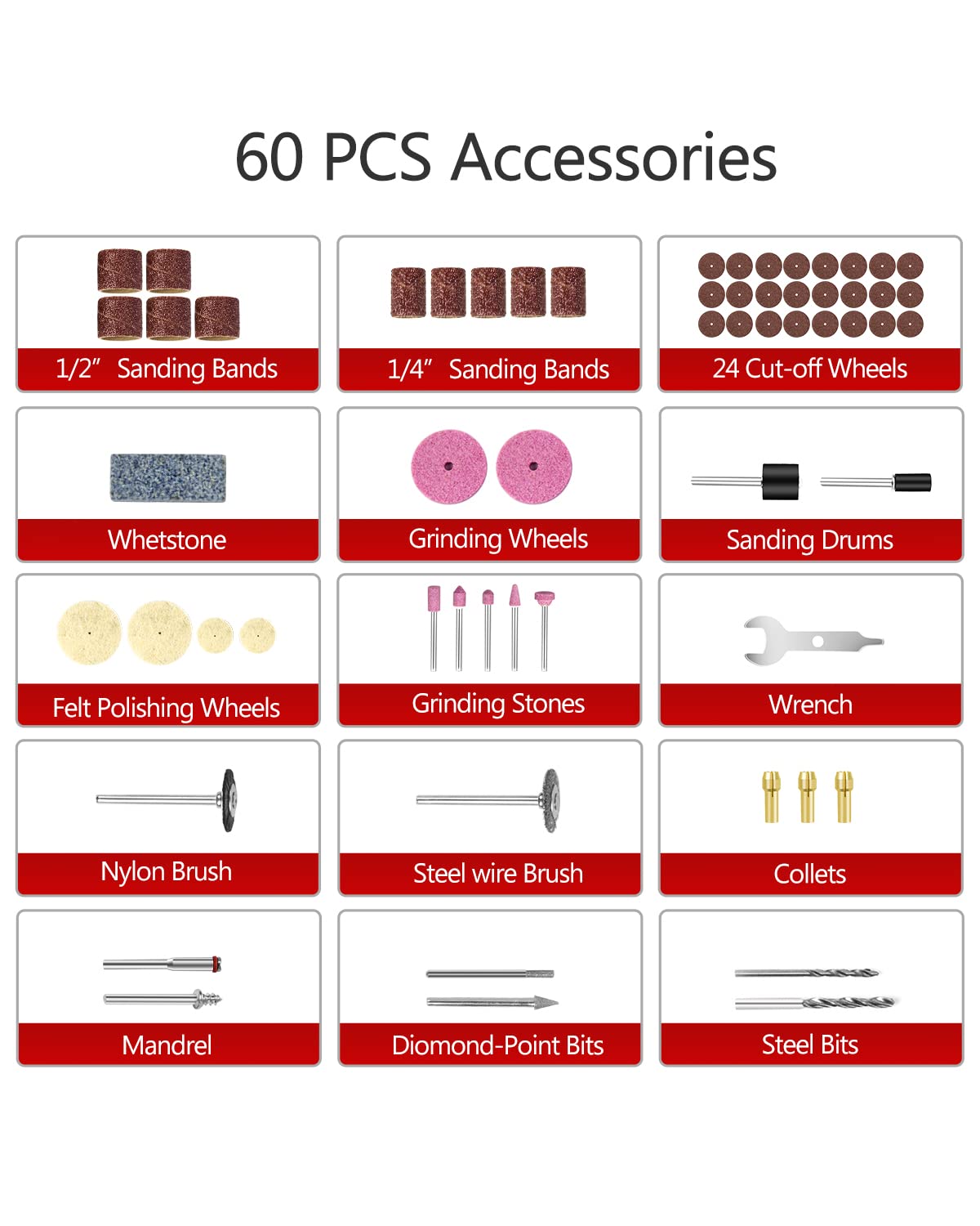 AVID POWER Cordless Rotary Tool 2.0 Ah 8V Rechargeable Rotary Tool, 4 Front LED Lights, 5 Speeds, 60 Pcs Rotary Tool Accessories with Bag for AVID POWER