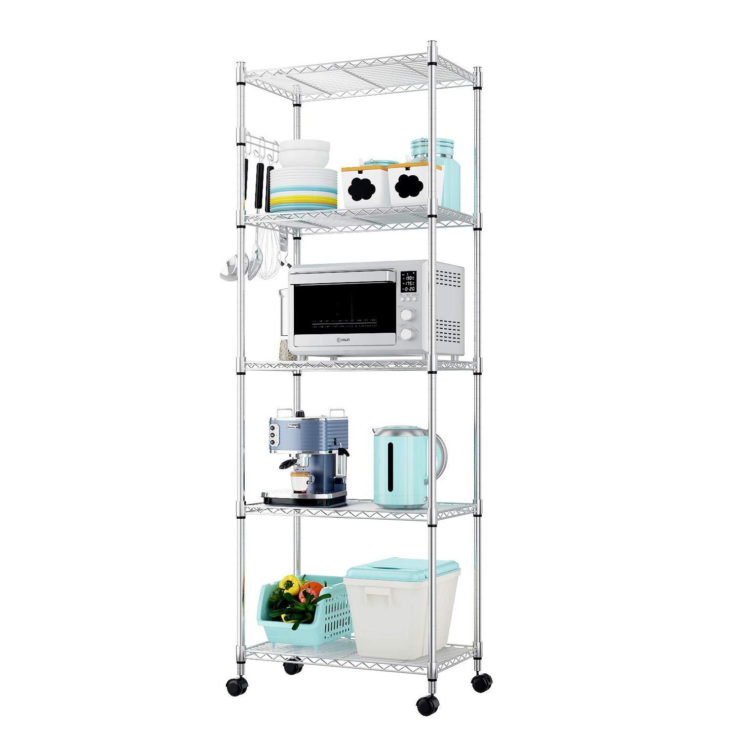 Devo 5-Tier Adjustable Heavy Duty Wire Shelving Unit for Versatile Storage Solutions - WoodArtSupply