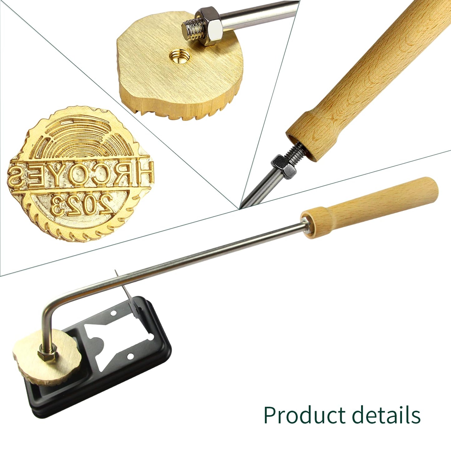 Personalised Wood Branding Iron with Custom Logo Stamp and Long Handle - Perfect for Crafts and DIY Projects - WoodArtSupply