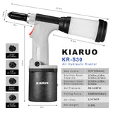KIARUO Pneumatic Rivet Gun S30 Self-Suction Air Rivet Gun 3/16" 5/32" 1/8" 3/32" Hydraulic Riveter with 1 Set of Extra Jaws KIARUO