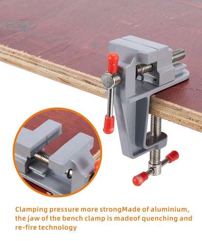 Light Duty Mini Table Clamp, 2 Pack Mini Work Table Vise Clamp Table Bench Vice Craft Vise DIY Sculpture Craft Carving Tool for Jewelry Watch Walnut