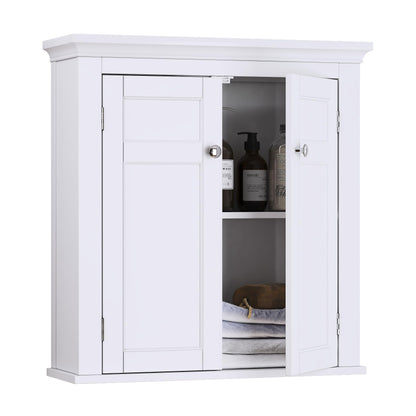 Spirich Bathroom Cabinet Wall Mounted, Hanging Bathroom Storage Cabinet Over Toilet, Medicine Cabinet with Doors and Shelves (White)