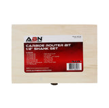 ABN 1/2in Shank Tungsten Carbide Router Bits for Woodworking - Wood Router Bit Set 15p Straight, Dovetail, Chamfer, Ogee ABN