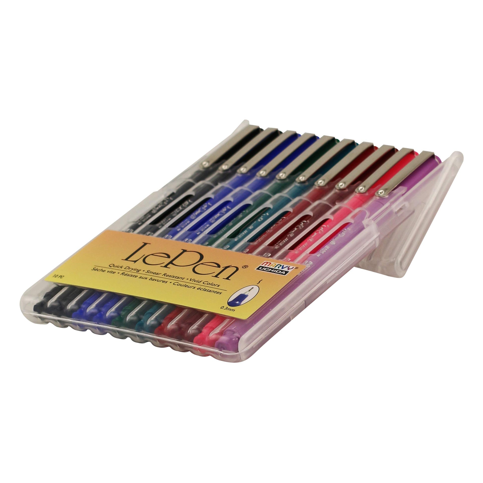 Uchida 430010A , Le Pen, 0.3 Millimeter point, Pen Set, 10 Pack, Multicolor - WoodArtSupply