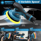 Saker Mini Cordless Buffer Polisher - 6 Inch Portable Polishing Machine Kit for Car Detailing, with 1PC 12V 2000mAh Rechargeable Battery, Extra 10 Saker