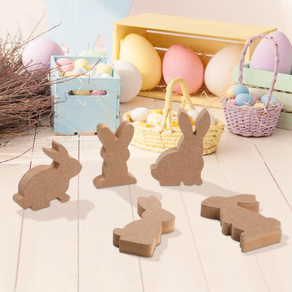 TXIN 6 Pieces Easter Bunny Table Wood Signs Unfinished Rabbit Wood Blocks Easter Wood Bunny Cutouts with 6 Bowknot for Easter Spring DIY Crafts - WoodArtSupply