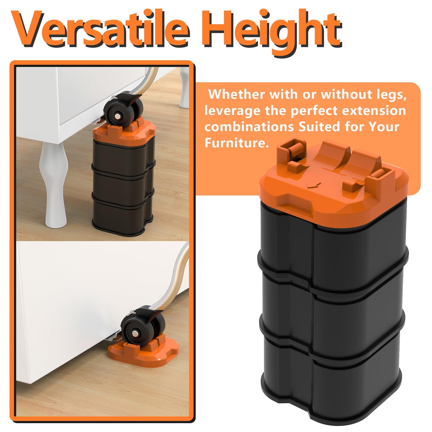 Furniture Lift Mover Tool, Heavy Duty Furniture Lifter and Movers Set with Sliders - Easily Move Heavy Items on Hardwood Flooring and Carpet (Orange) ONEON