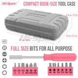 Hi-Spec 25pc Pink Household DIY Tool Kit for Women. Small Mini Tool Box Set of Starter Basic Ladies Tools For Home & Office Hi-Spec