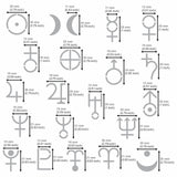 Aleks Melnyk No.413 Metal Stencil, Solar System Symbols, Sun, Moon, Planets, Small Stencil, 1 PC, Template for Wood Burning, Engraving, Crafting, Aleks Melnyk