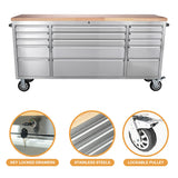 SINDA 72 Inch Tool Chest with Drawers and Wheels Mobile Workbench Garage Tool Storage Cabinet Large Rolling Lockable Tool Box with Wood Top, SINDA