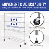 Heavy-Duty NSF Certified Metal Wire Shelving Unit with Wheels and Adjustable Feet by SafeRacks SafeRacks