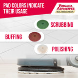 Virginia Abrasives 416-5017PAK - 3 Pack - 17" Thick Round Floor Maintenance Pad Kit with One Each: Green, Red & White Pad - Synthetic Non-Woven Floor Virginia Abrasives
