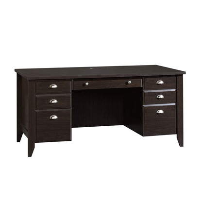 Sauder Shoal Creek Executive Desk, L: 65.12" x W: 29.29" x H: 30.55", Jamocha Wood finish - WoodArtSupply