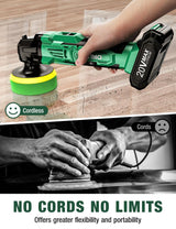 KIMO 20V Cordless Buffer Polisher Kit, 24 Accessories, 2 X 2000mAh Batteries, Car Polisher w/ 6 Variable Speed Up to 3634RPM, Cordless Polisher for K I M O.