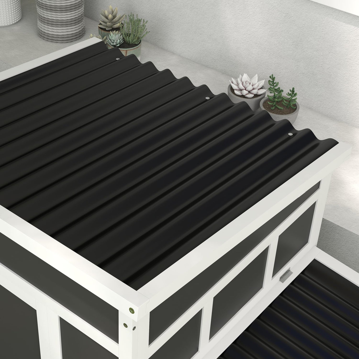 PawHut Wooden Chicken Coop with Nesting Box, Outdoor Poultry Cage Rabbit Hutch for 6 Chickens with Pull Out Tray, Perches, Ramp, Windows for Duck, PawHut