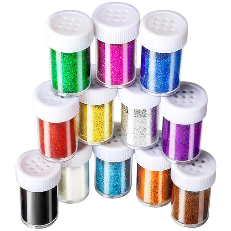 Glitter, Teenitor Fine Glitter, Glitter for Resin, Glitter Crafts and Arts, Scrapbooking, Paints, Assorted Color Kit, 15g Each, Set of 12 Teenitor