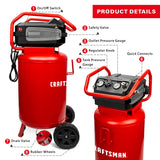 Craftsman Air Compressor, 20 Gallon Oil-Free 1.8 HP Max 175 PSI Pressure Two Quick Couplers Big Capacity, Red- CMXECXA0232043 Craftsman